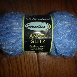 1 Skein Sensations Angel Glitz Wool Blend Yarn Color Light Blue 44 yds.